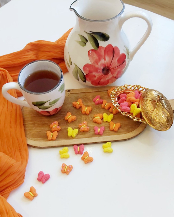 قند رنگی میوه ای تزیینی طرح پروانه ۷۰ عددی سیسی