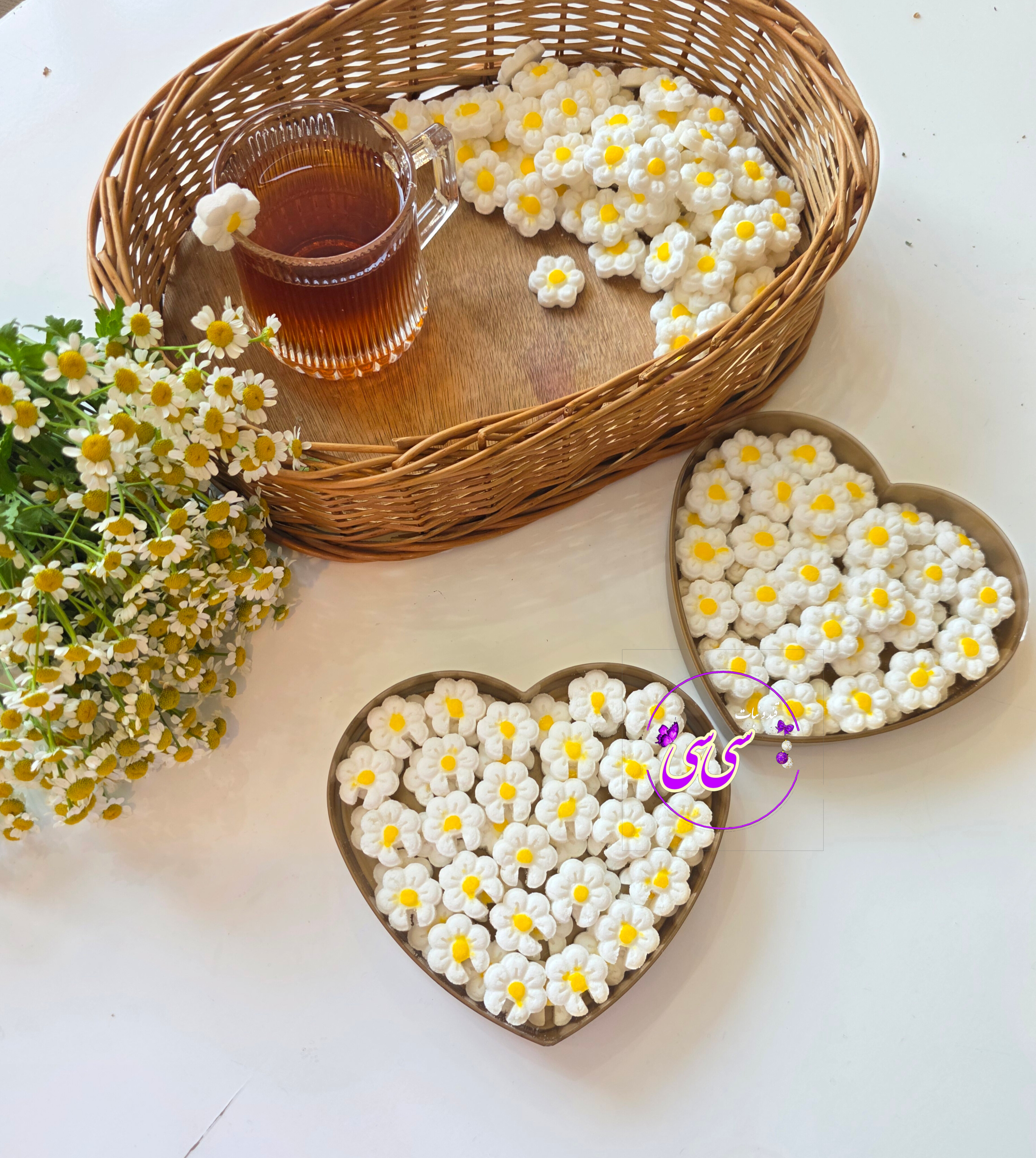 قند پذیرایی بابونه و لبه فنجونی بابونه سیسی